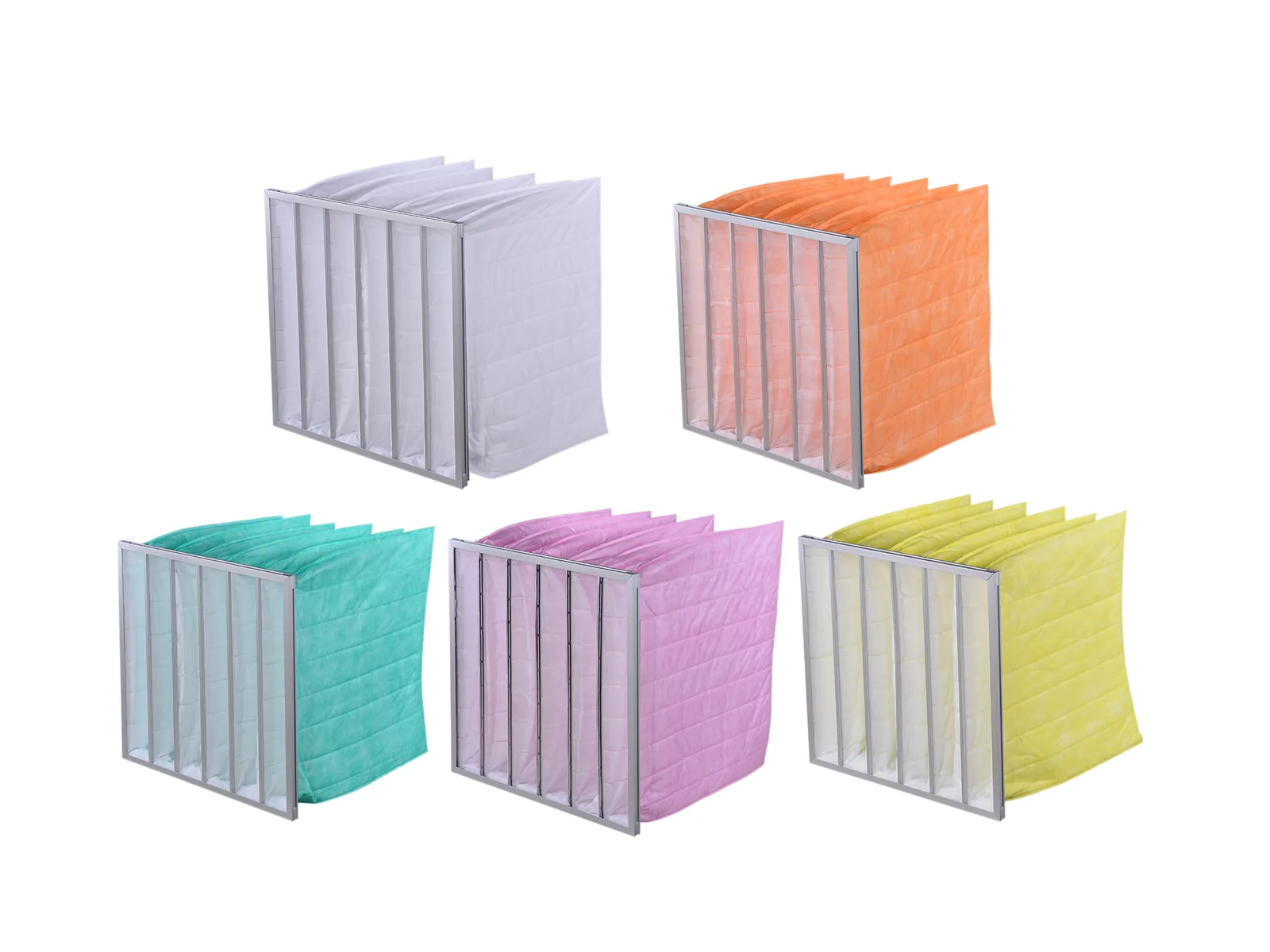 Pocket air filters in multiple colors